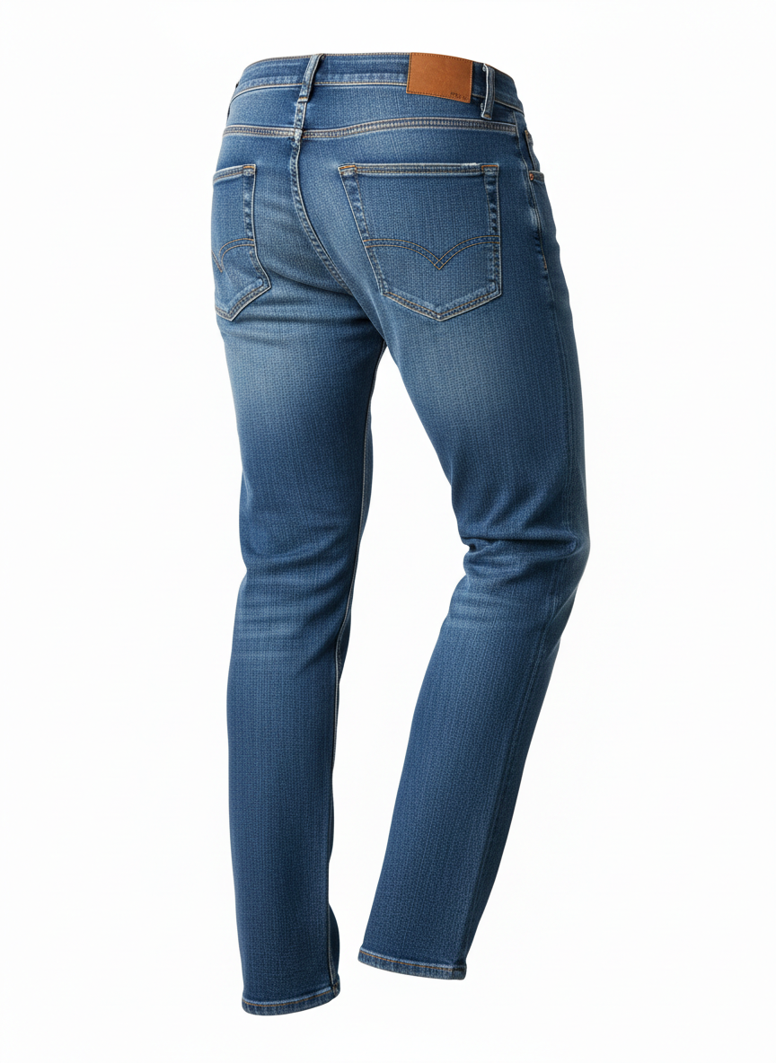 Blue Straight Leg Casual Jeans
