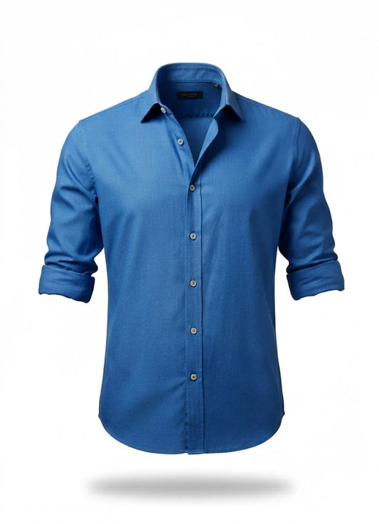 Blue Daily Button-Down Casual Shirt