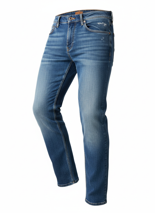 Blue Straight Leg Casual Jeans