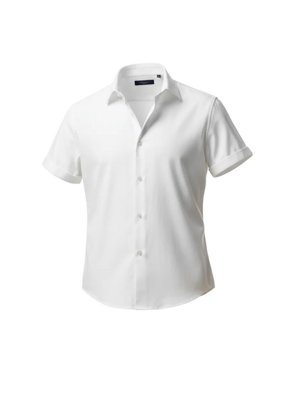 White Short Sleeve Button-Up Shirt